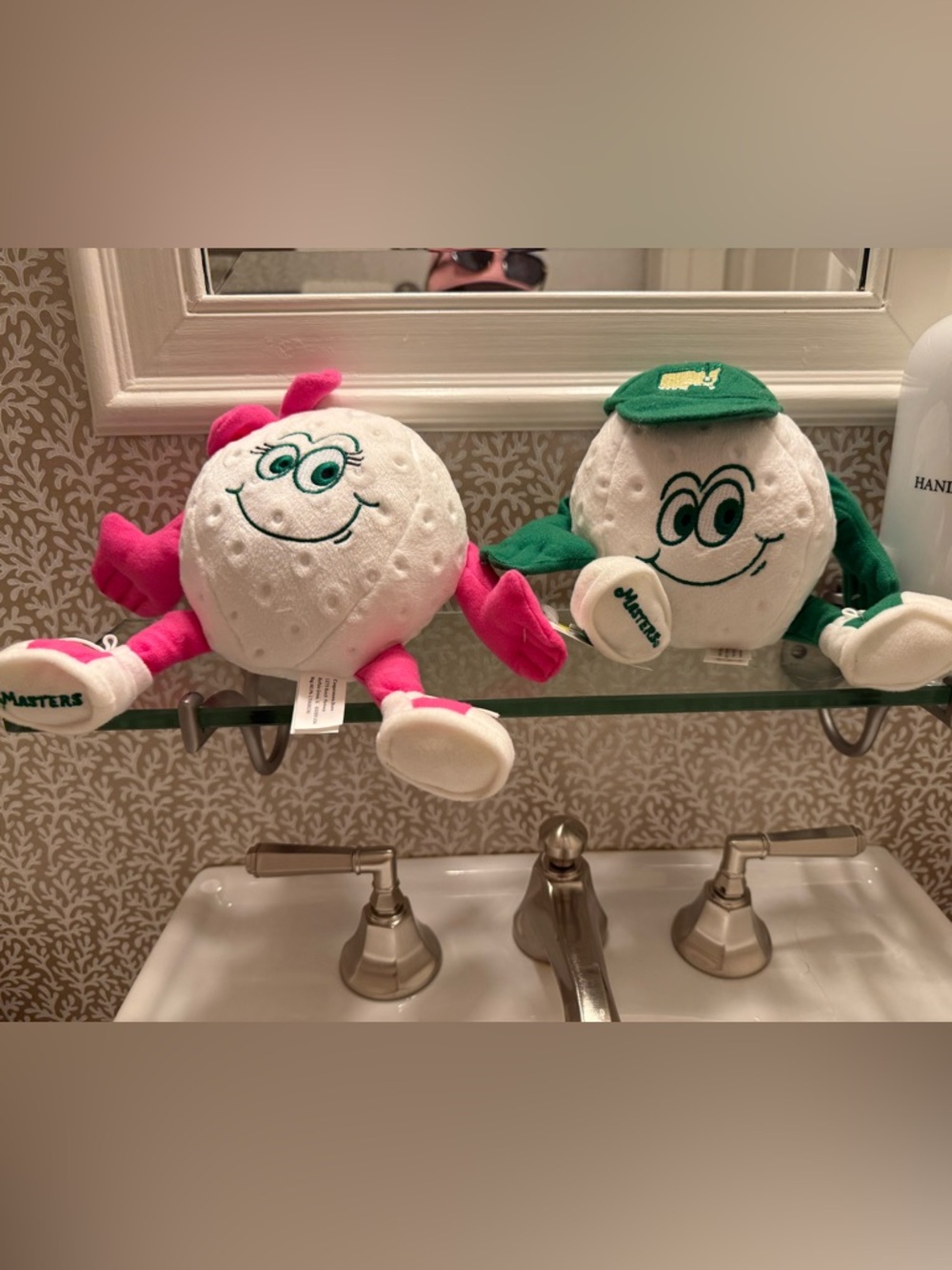 Masters White Plush Golf Ball Pair with Pink and Green Accents